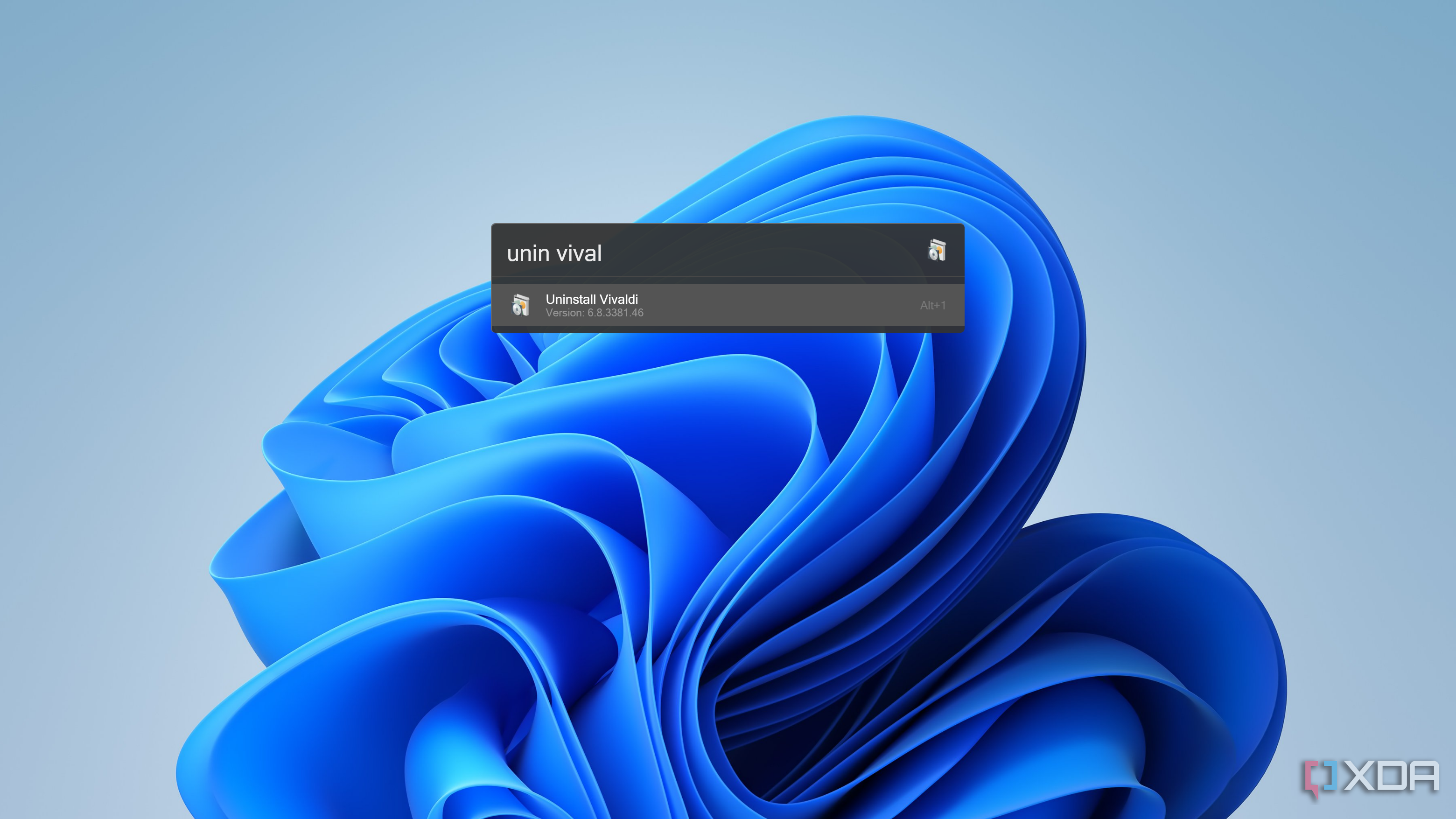 Screenshot of Flow Launcher showing the option to uninstall an app thanks to a plugin