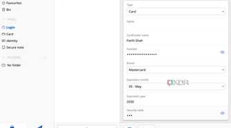 A screenshot showing Bitwarden app field