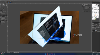 Screenshot of GIMP showing a 3D transformation for a layer in a project