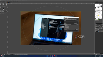 Screenshot of GIMP applying a gaussian blur filter