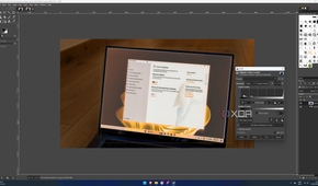 Screenshot of GIMP adjusting the levels for part of an image to invert the colors