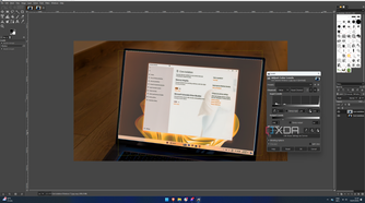 Screenshot of GIMP adjusting the levels for part of an image to invert the colors