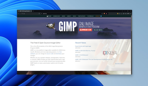 Screenshot of the homepage for GIMP