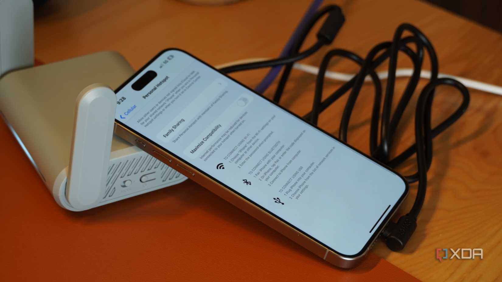 iPhone connected to travel router.