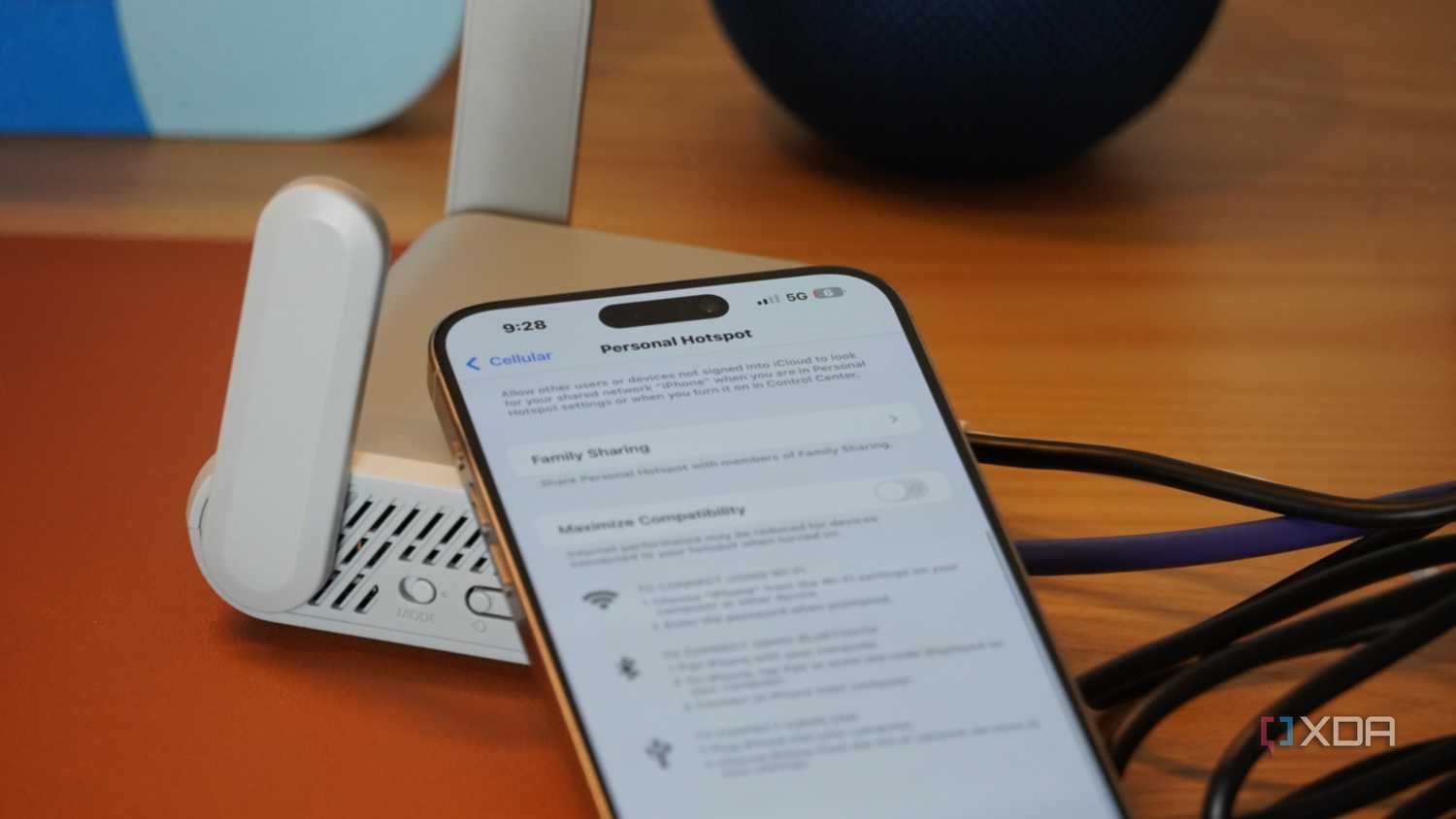 An iPhone connected to the Beryl travel router.