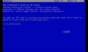 screenshot of the text adventure the hitchhiker's guide to the galaxy