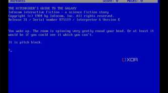screenshot of the text adventure the hitchhiker's guide to the galaxy
