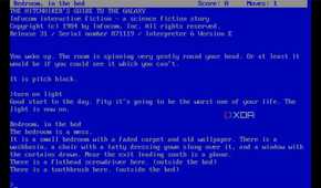 screenshot of the text adventure the hitchhiker's guide to the galaxy