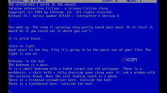 screenshot of the text adventure the hitchhiker's guide to the galaxy