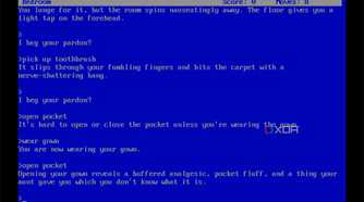 screenshot of the text adventure the hitchhiker's guide to the galaxy