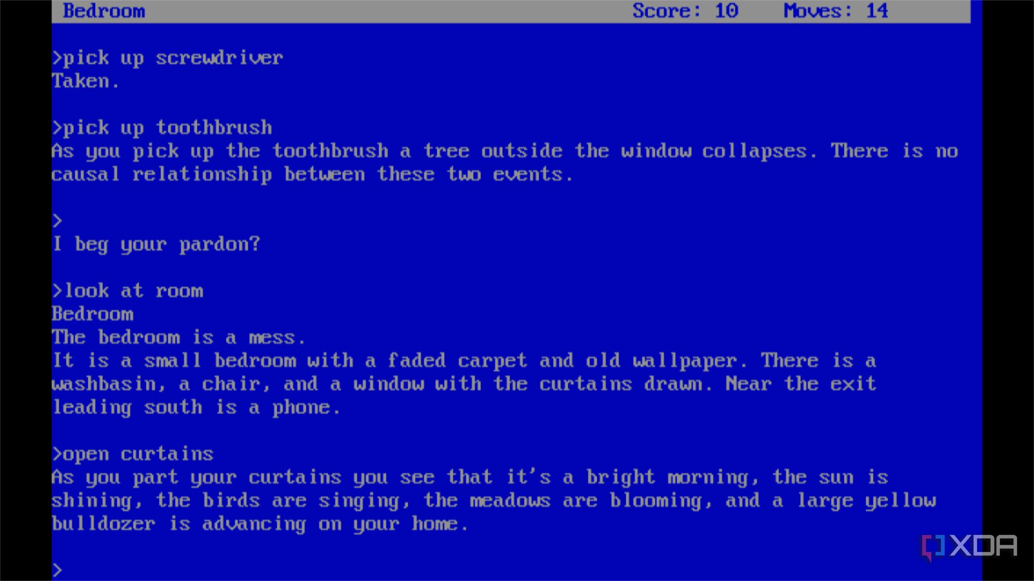 screenshot of the text adventure the hitchhiker's guide to the galaxy