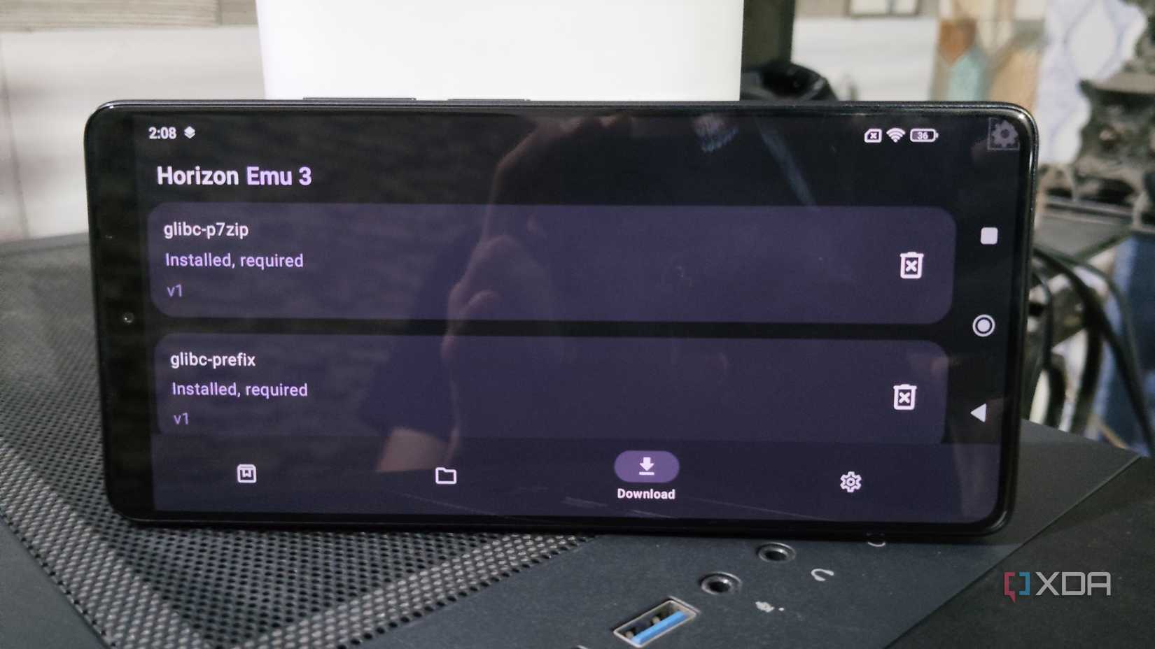 The Downloads tab in Horizon-Emu