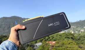 A person holding an Intel Arc A750