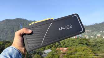 A person holding an Intel Arc A750