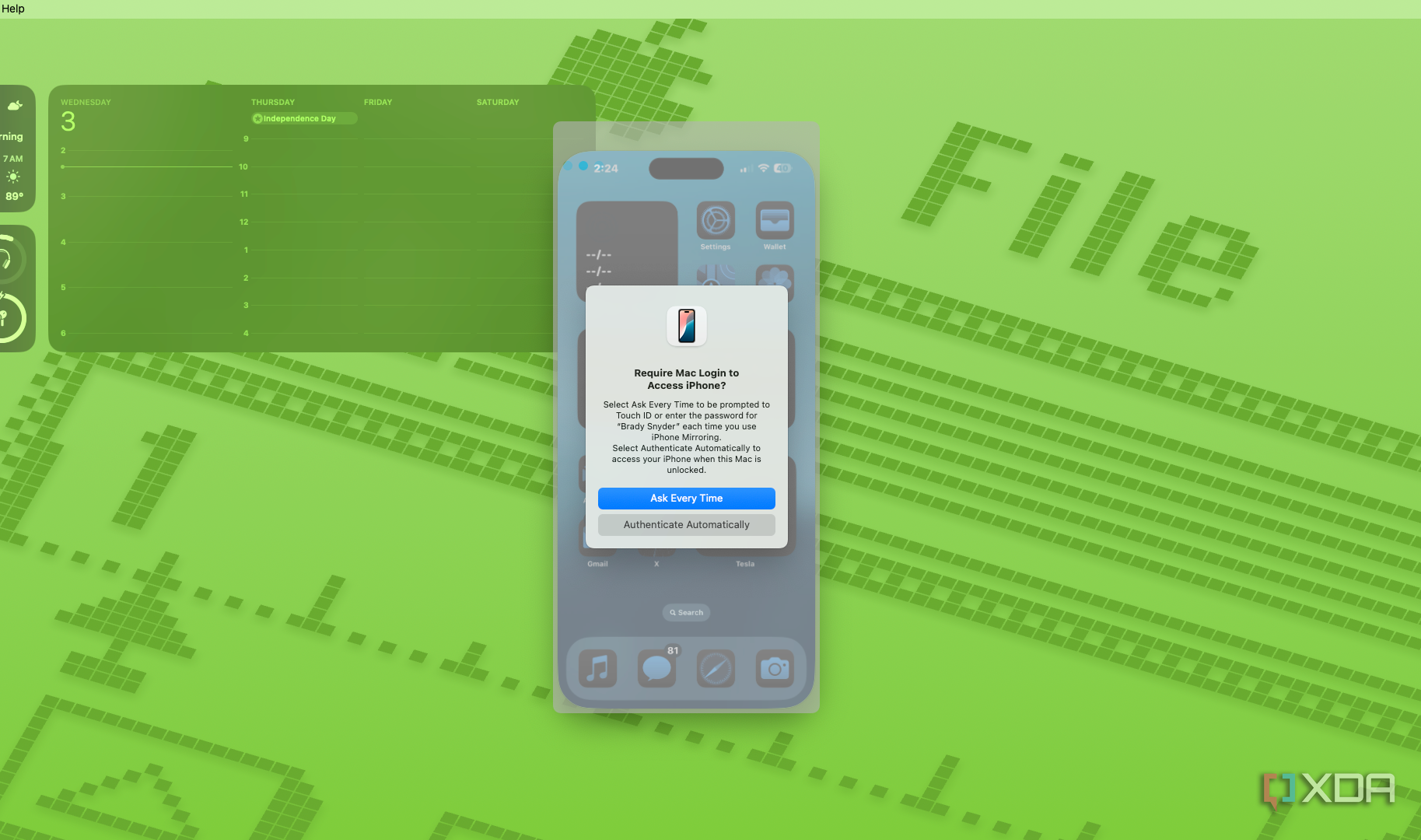 Use Mac login to unlock iPhone with iPhone Mirroring.