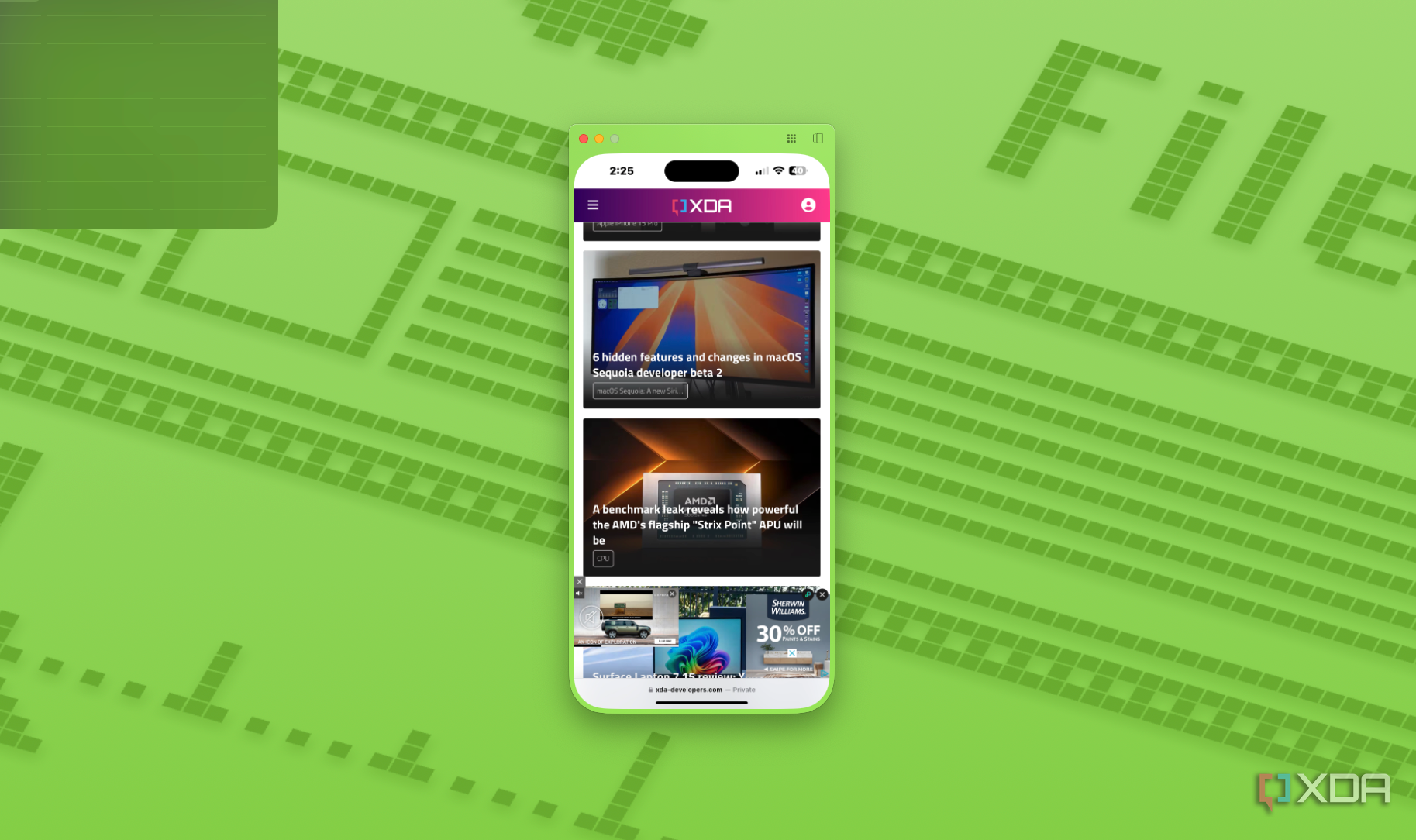 A screenshot of iPhone Mirroring in action on macOS Sequoia.