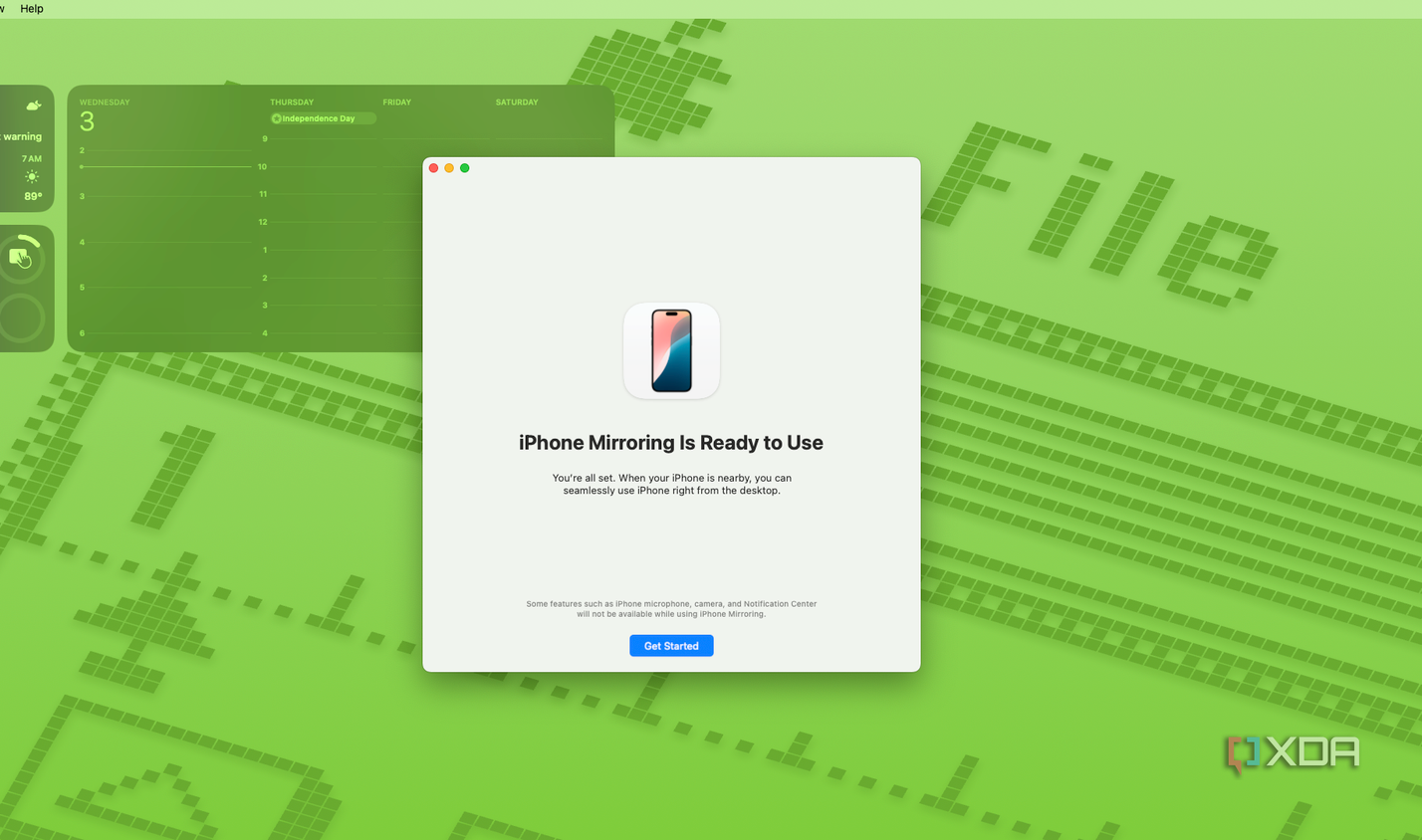 iPhone Mirroring is ready to use screen.