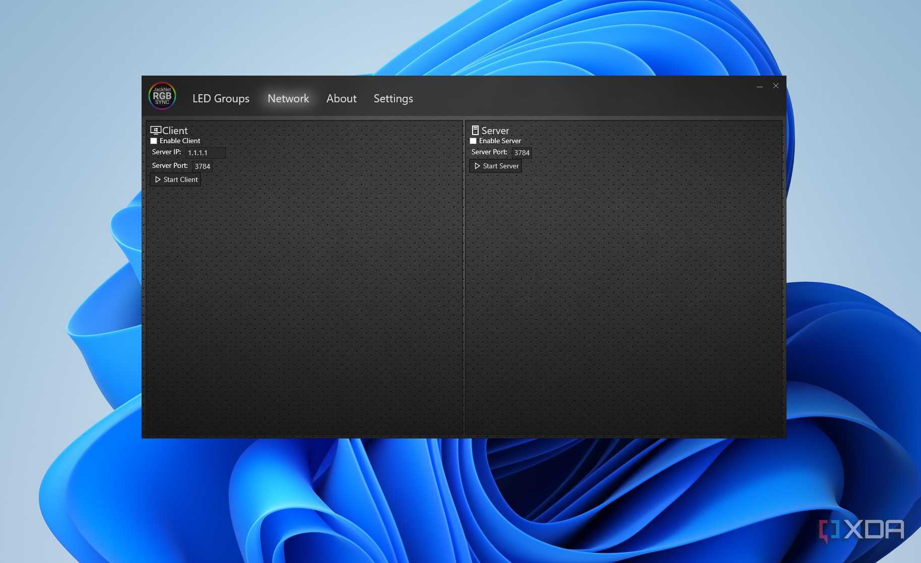 Image showing the JackNet RGB Network Tab
