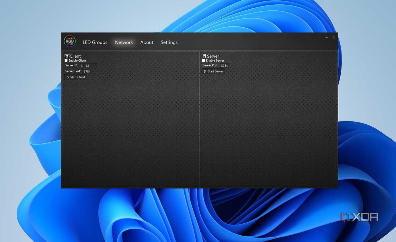 Image showing the JackNet RGB Network Tab