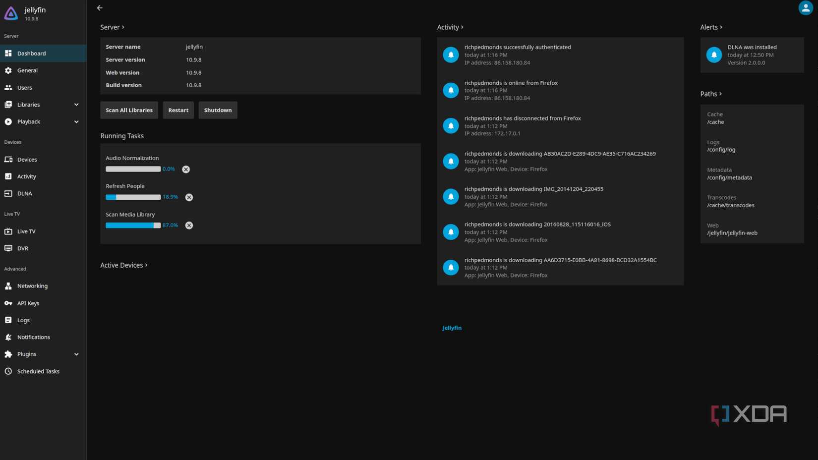 Jellyfin admin dashboard