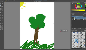 Screenshot of Krita on Windows showing a drawing of a tree