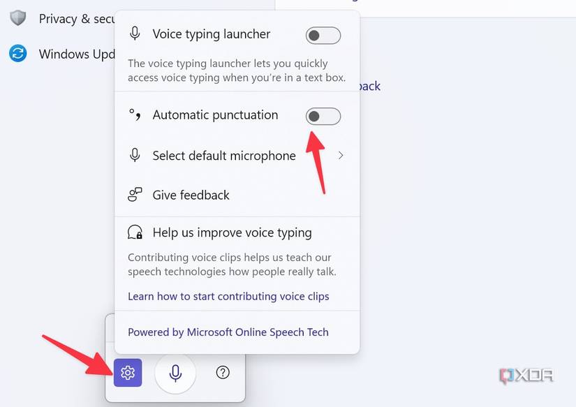 Windows typing settings