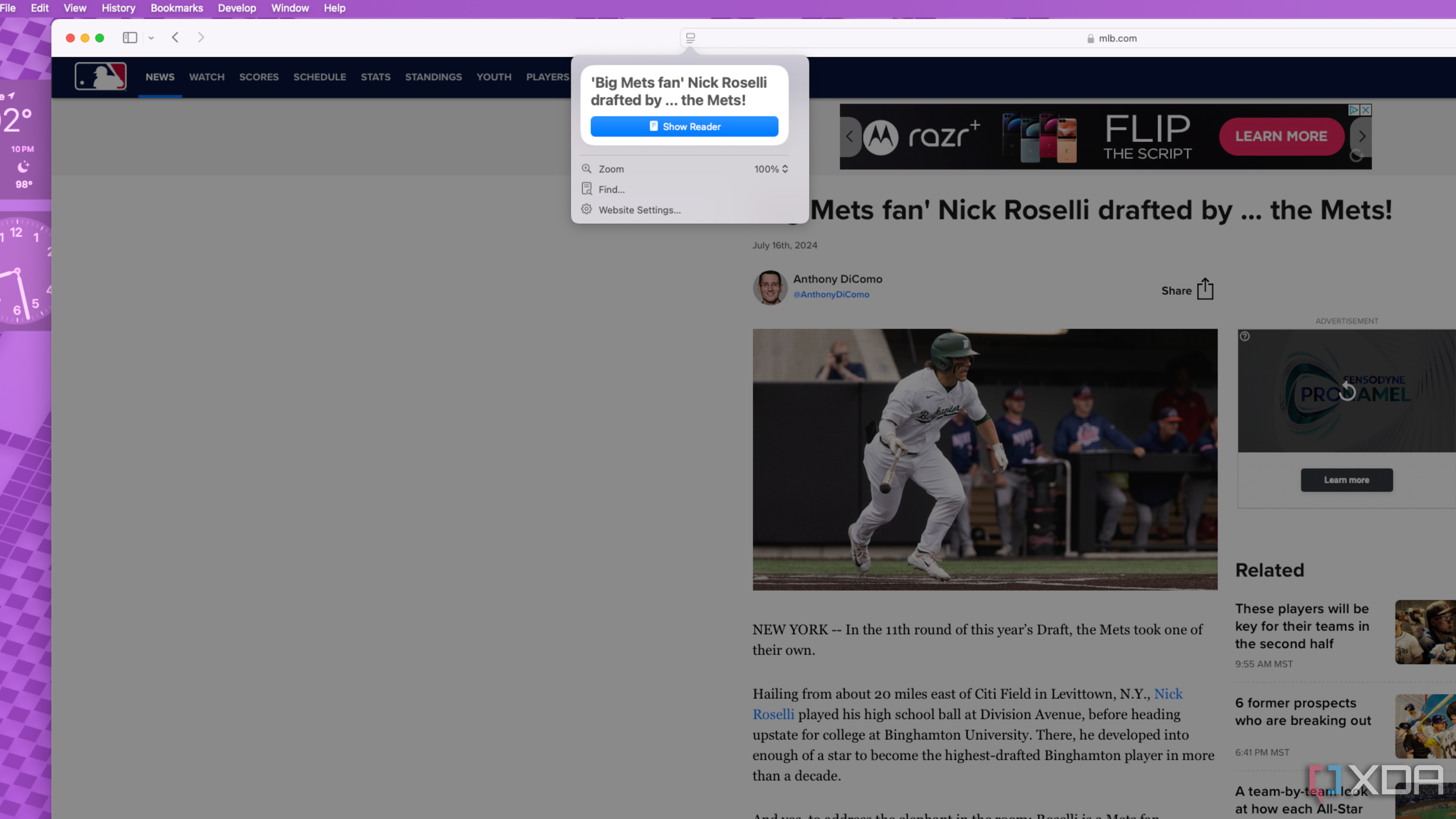 The reader view showing Highlights in macOS Sequoia beta 3.