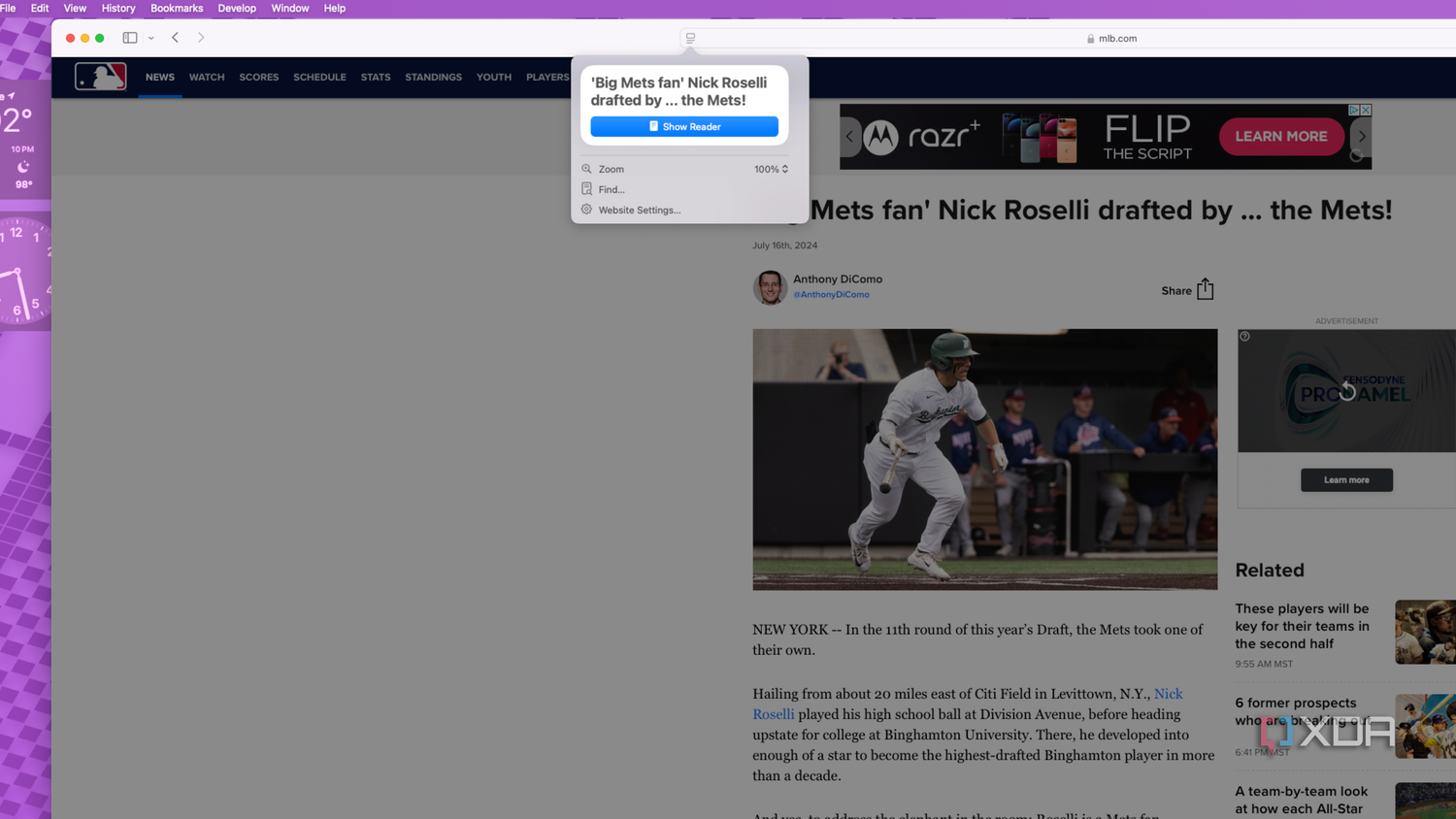 The reader view showing Highlights in macOS Sequoia beta 3.