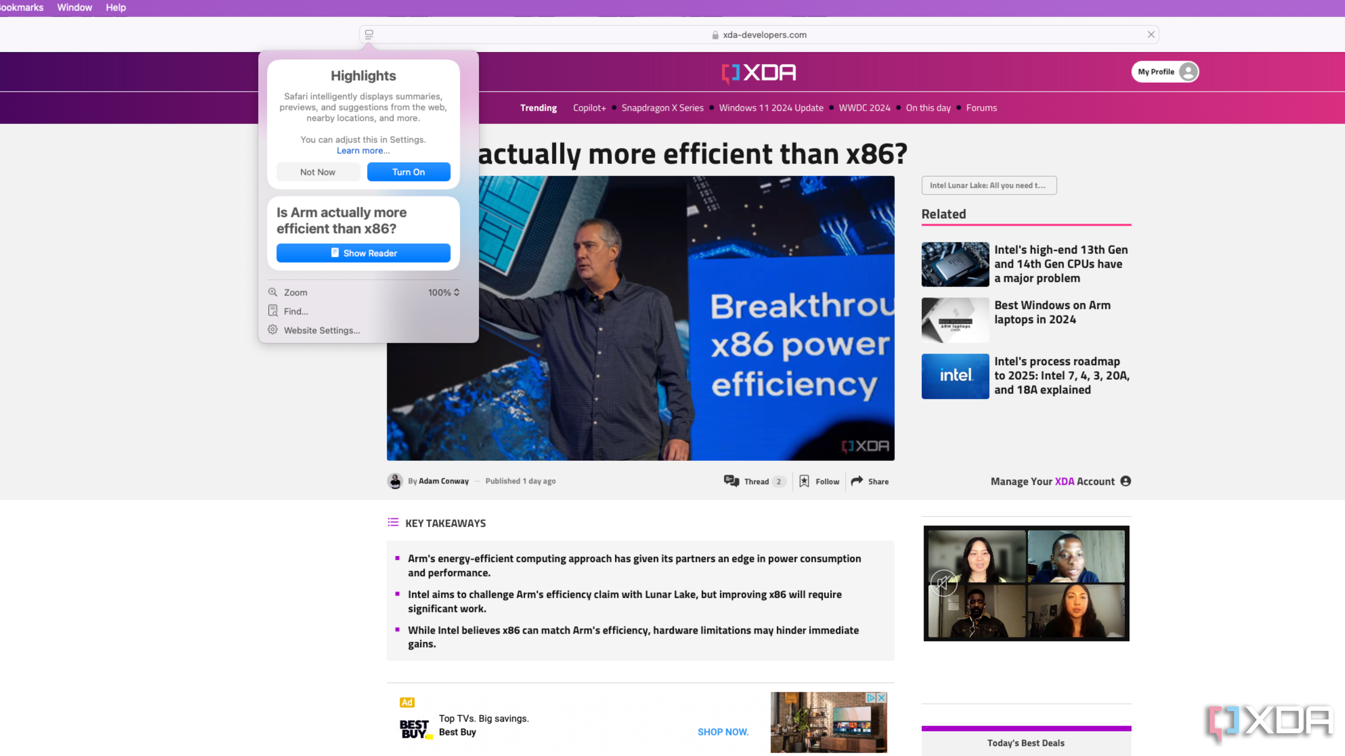 Safari Highlights explainer in macOS Sequoia.