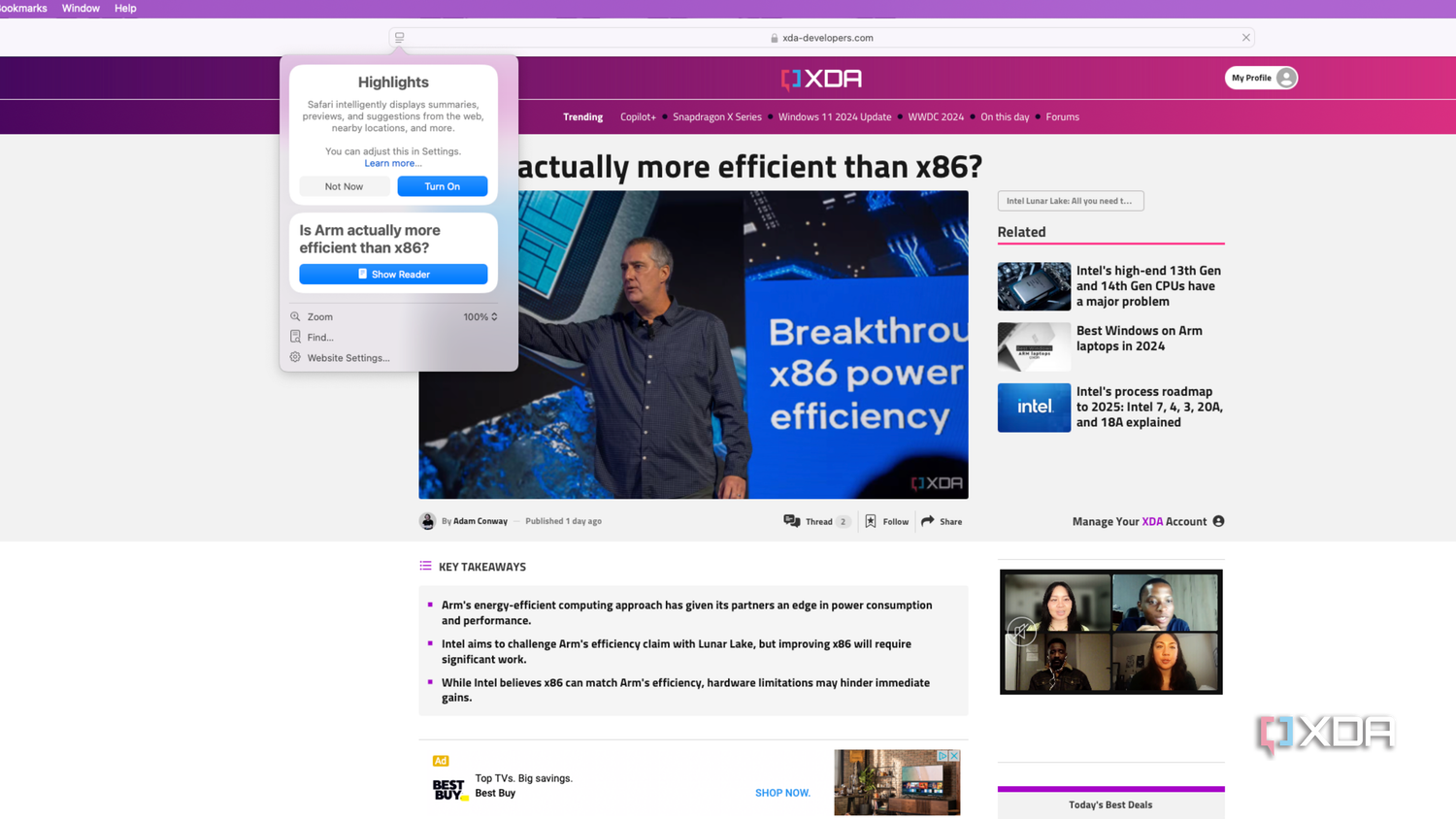 Safari Highlights explainer in macOS Sequoia.