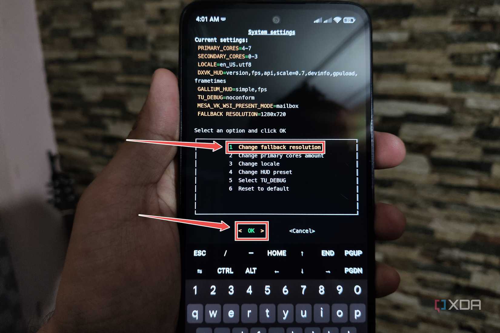 The procedure to set the fallback resolution in Mobox