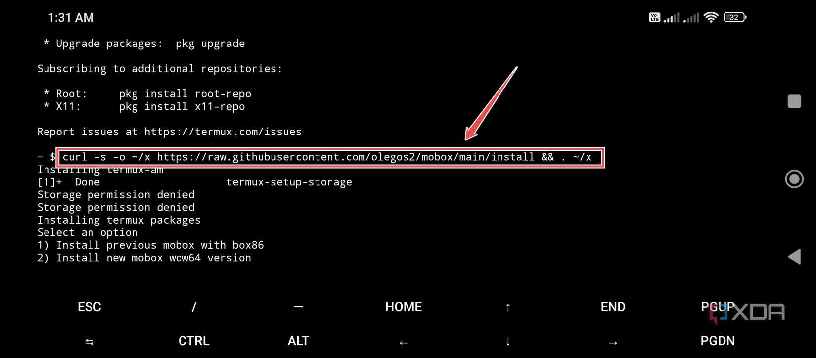 The command to install Mobox on an Android phone