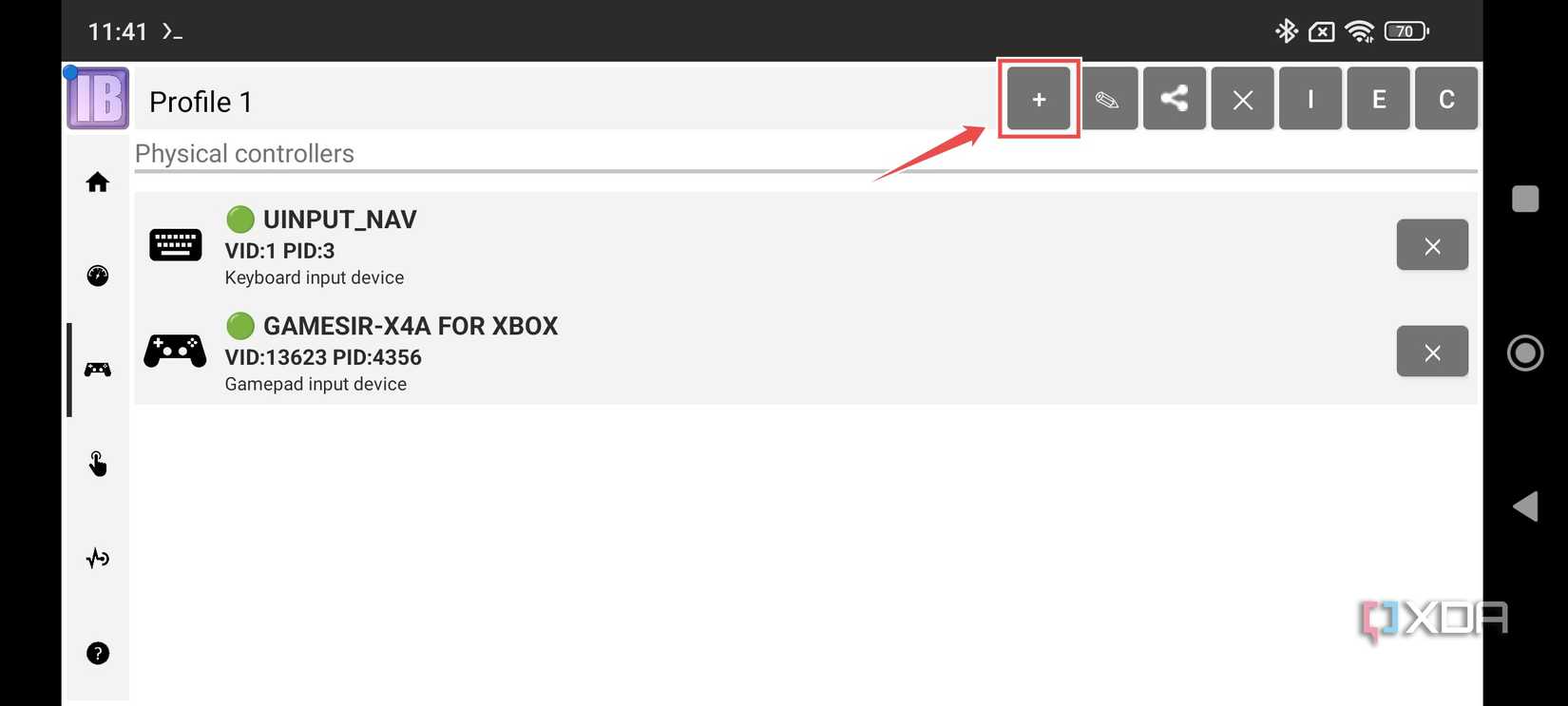 The procedure to add a new controller profile in InputBridge