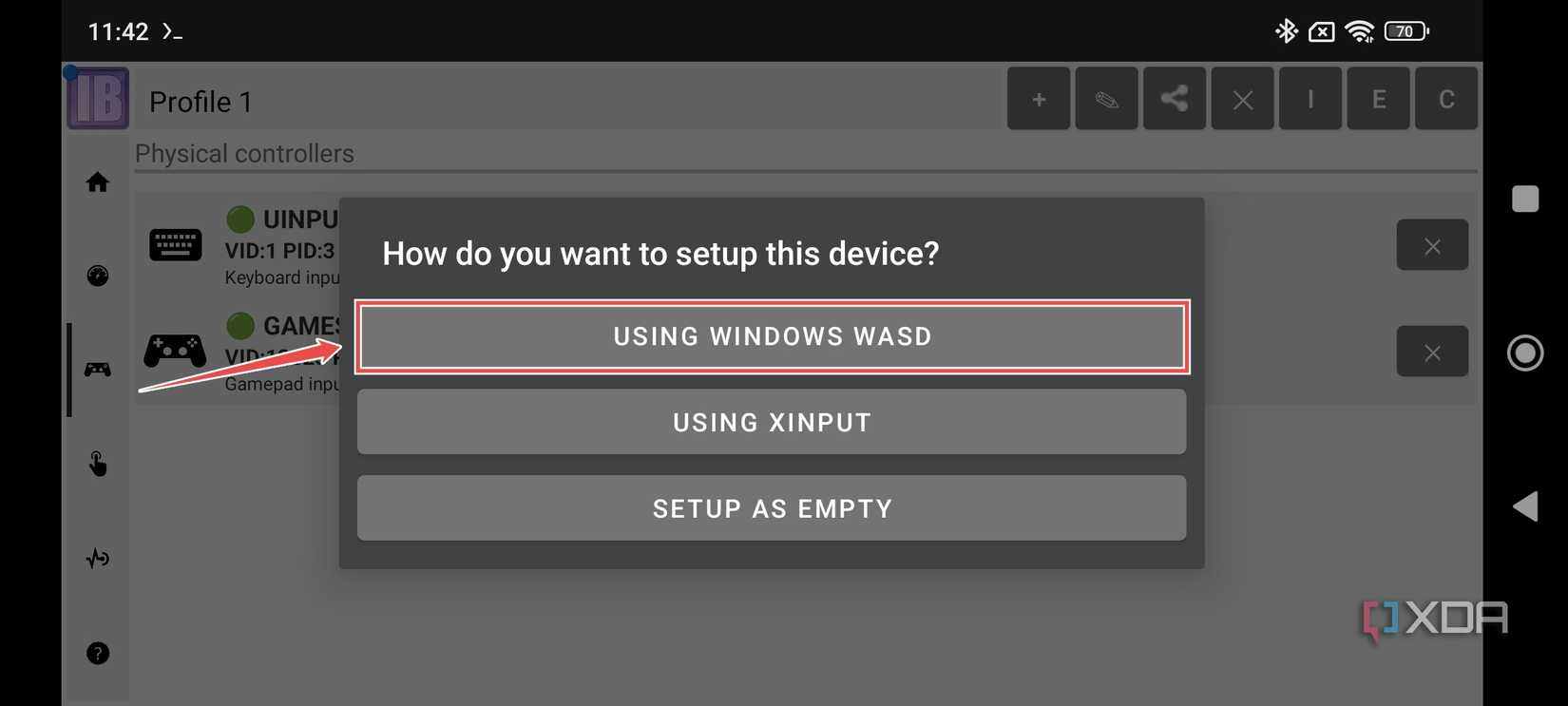 The procedure to set up a controller in InputBridge