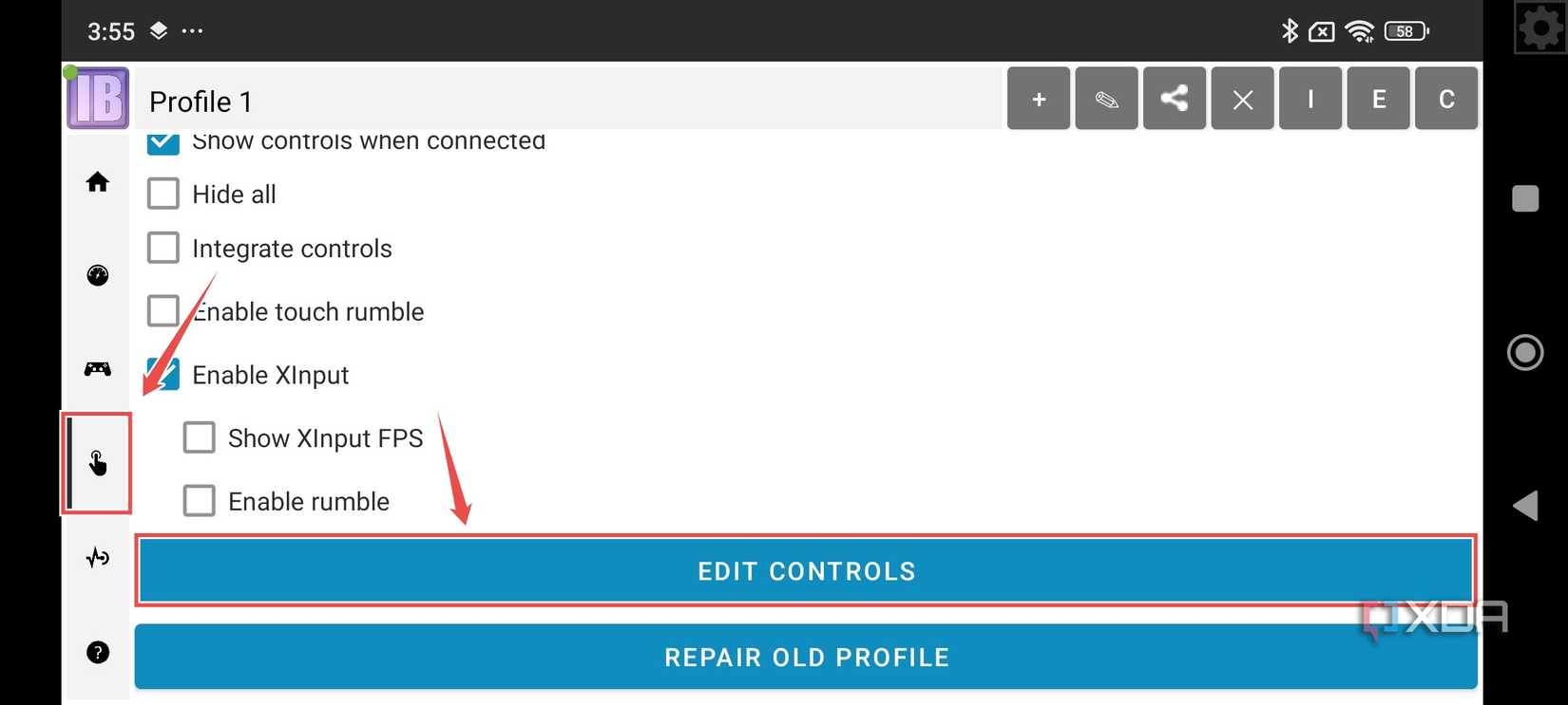 The procedure to add a new on-screen controller in InputBridge