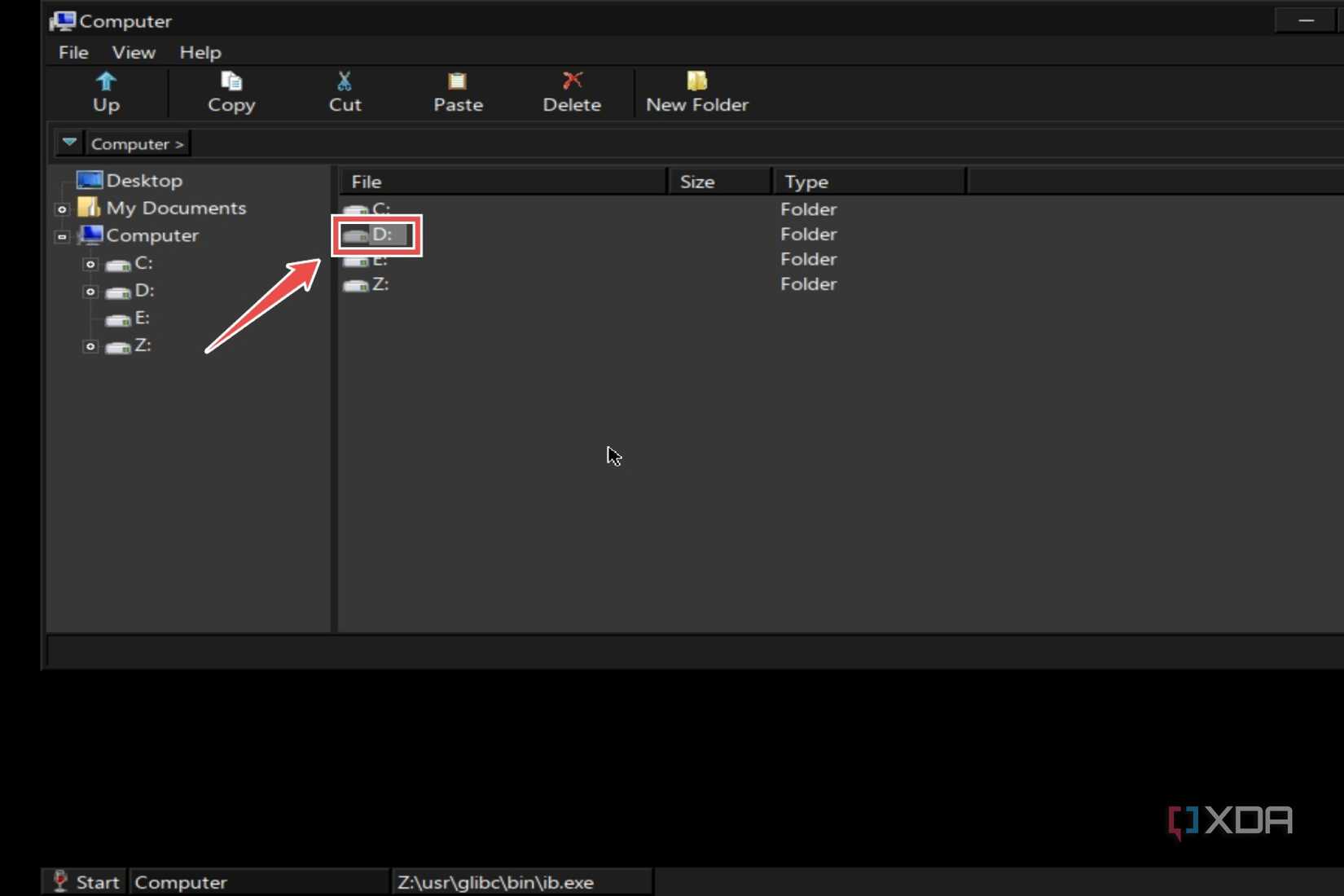 The D: drive highlighted inside Mobox
