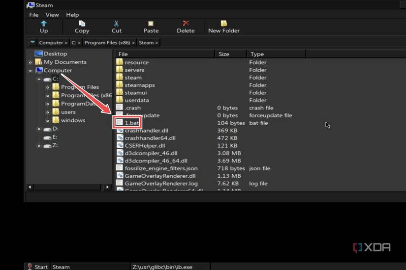The 1.bat file highlighted in Mobox