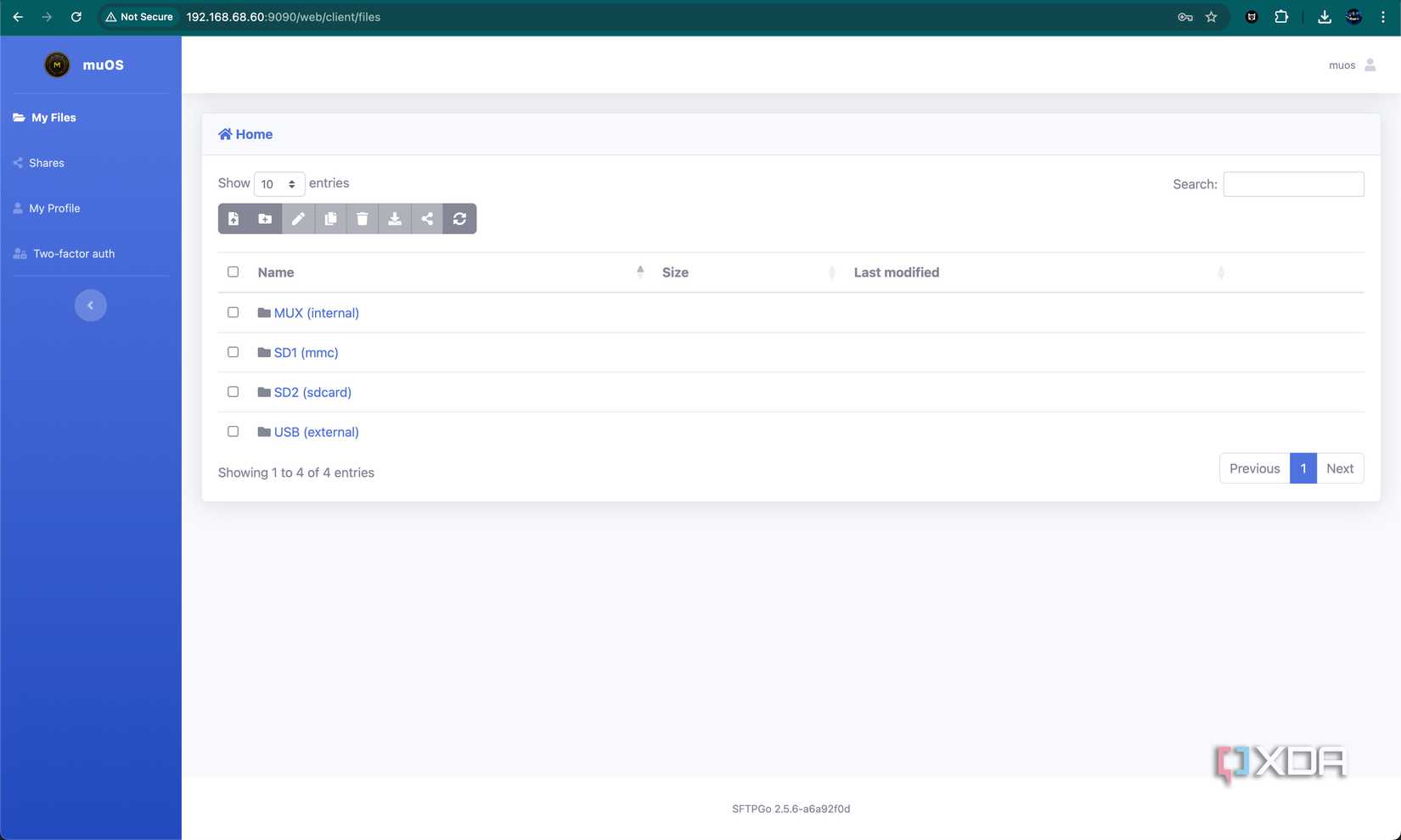 Web GUI for transferring files on muOS