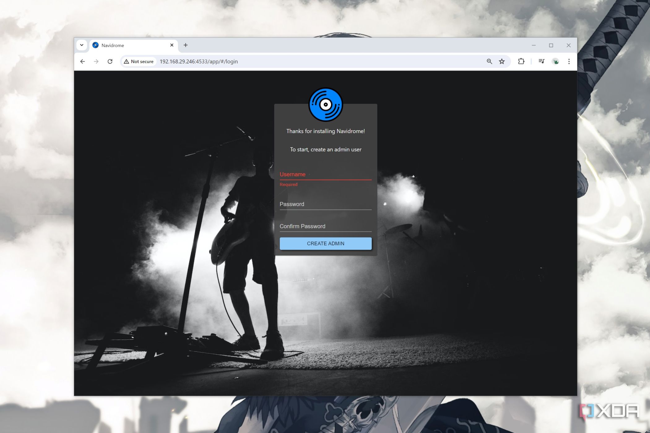 The Navidrome web UI open on a PC