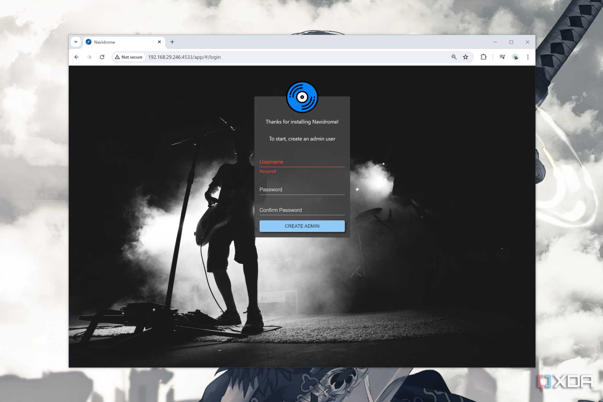 The Navidrome web UI open on a PC