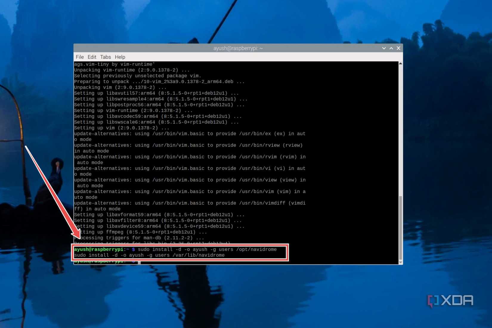 The terminal command to modify user permissions for the Navidrome folder