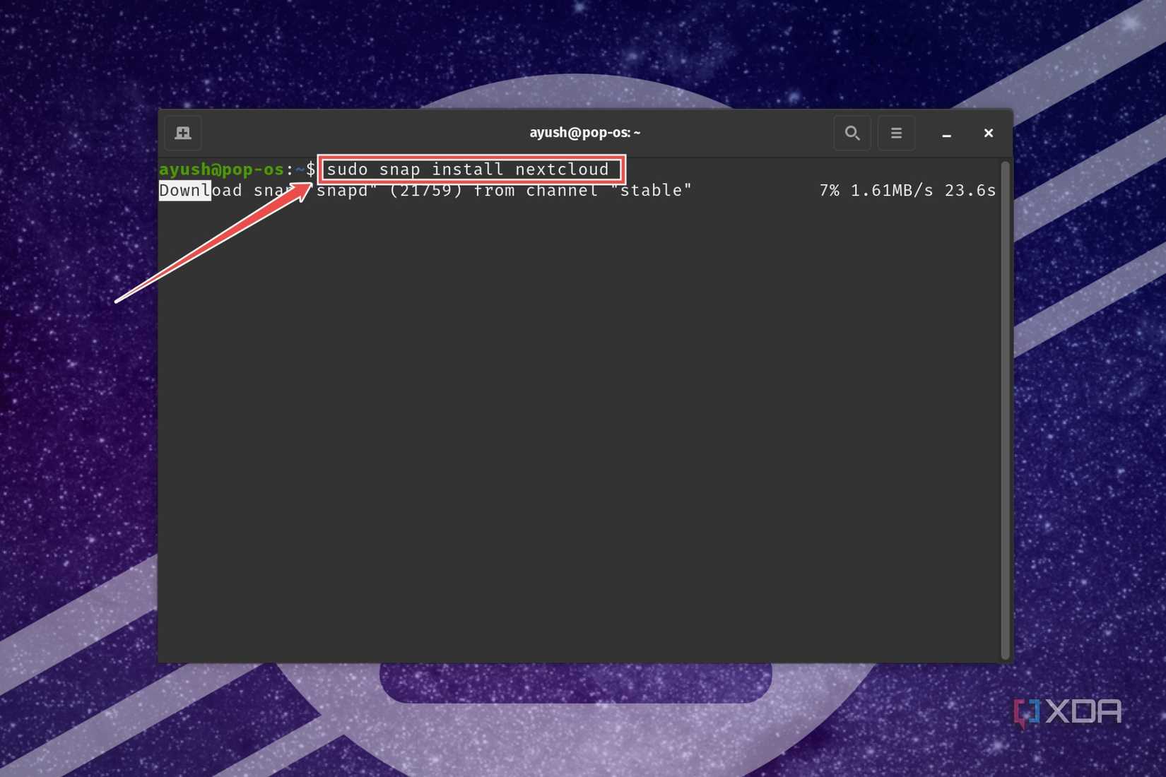 The terminal command to install Nextcloud