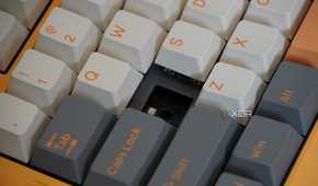 A missing keycap in the NuPhy Field75.