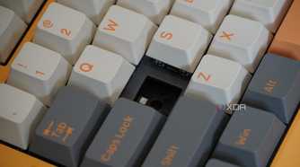 A missing keycap in the NuPhy Field75.