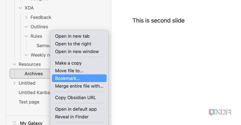 Bookmark Obsidian pages