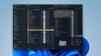 Screenshot of OneCommander showing the scripts menu in a folder
