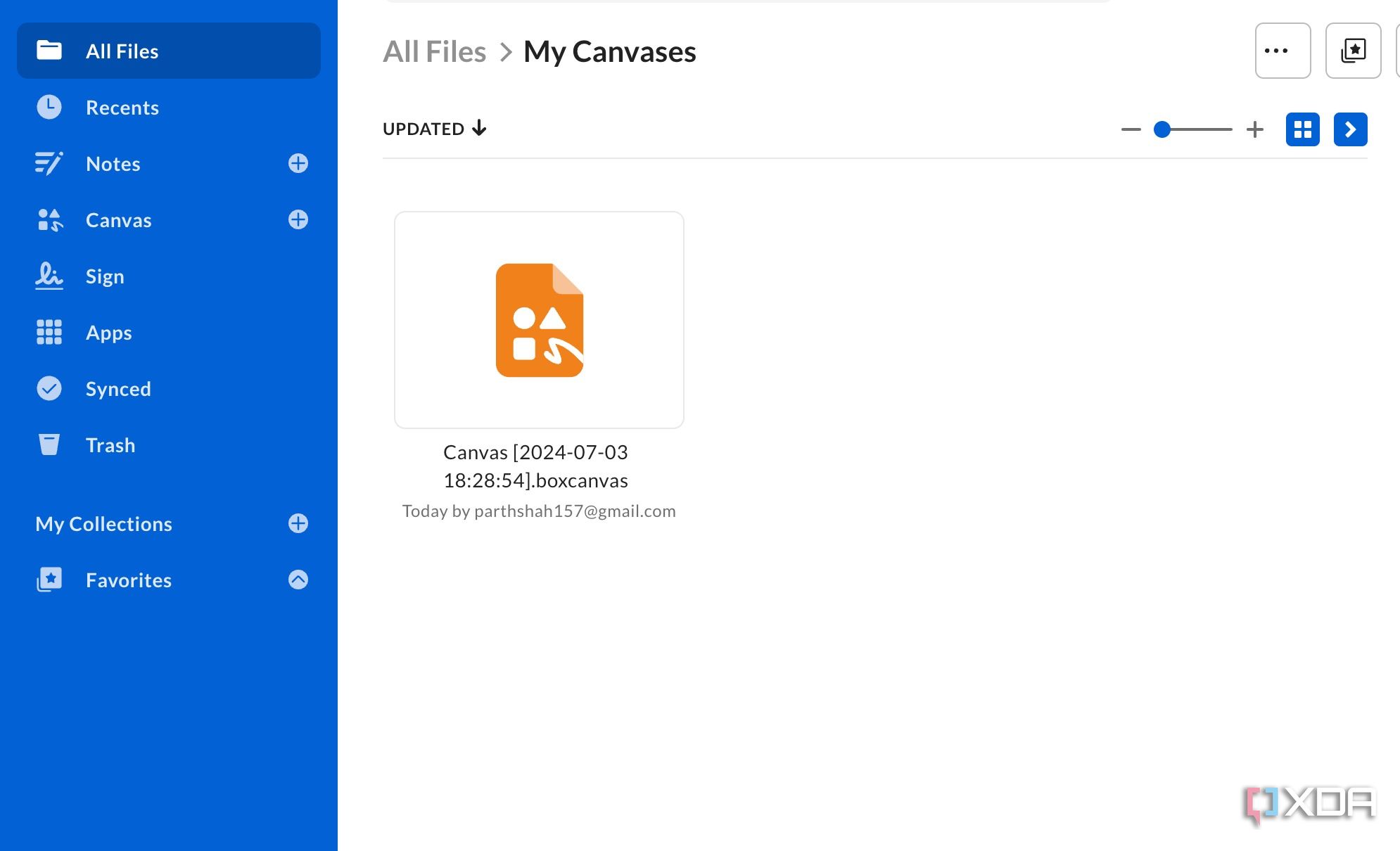 A screenshot showing Box Folder 
