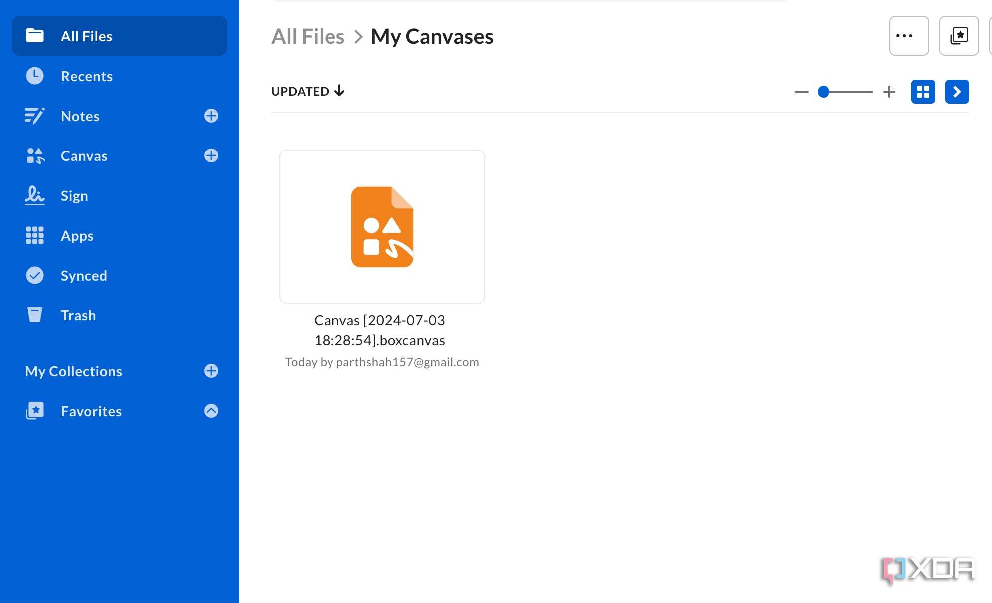 A screenshot showing Box Folder