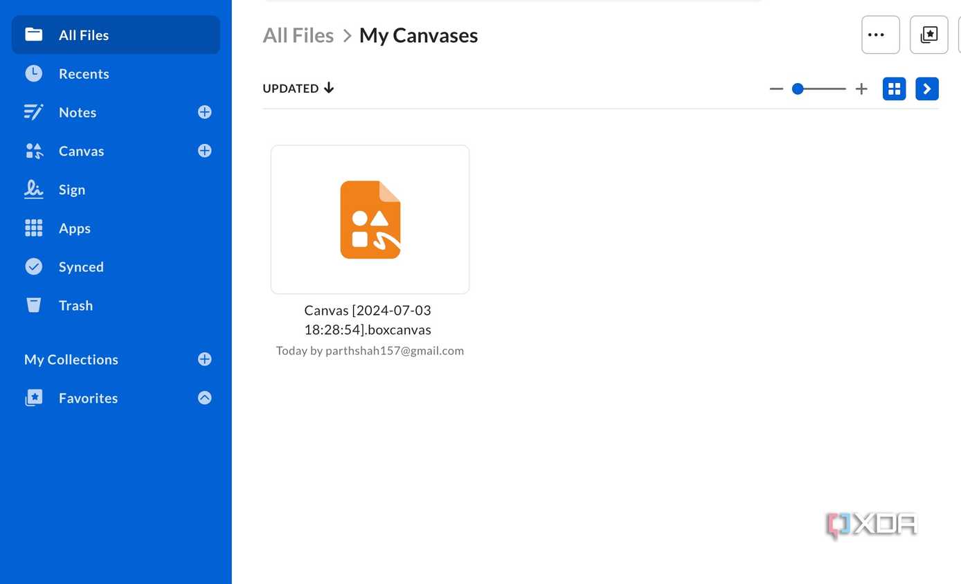 A screenshot showing Box Folder