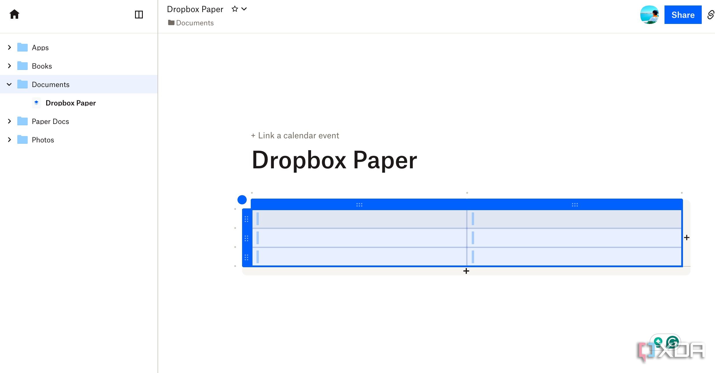 A screenshot showing Dropbox paper document